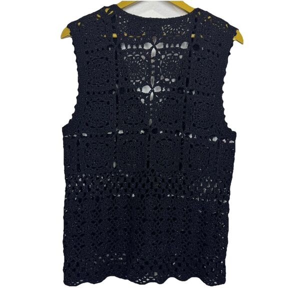 Vintage Silk Crochet Open Knit Cardigan Size M Whimsigoth Fairy Grunge Boho Y2K - Picture 2 of 7